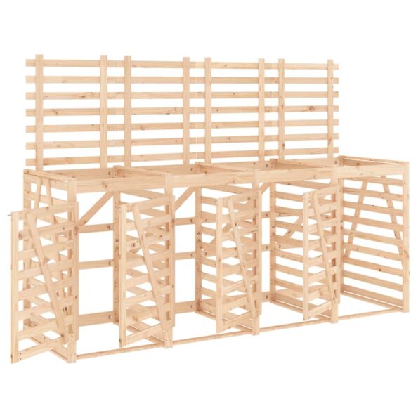 vidaXL Úložný box na štyri odpadkové koše masívna borovica – Obrázok 2