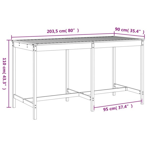 vidaXL 9-dielna záhradná barová súprava masívny douglas – Obrázok 9