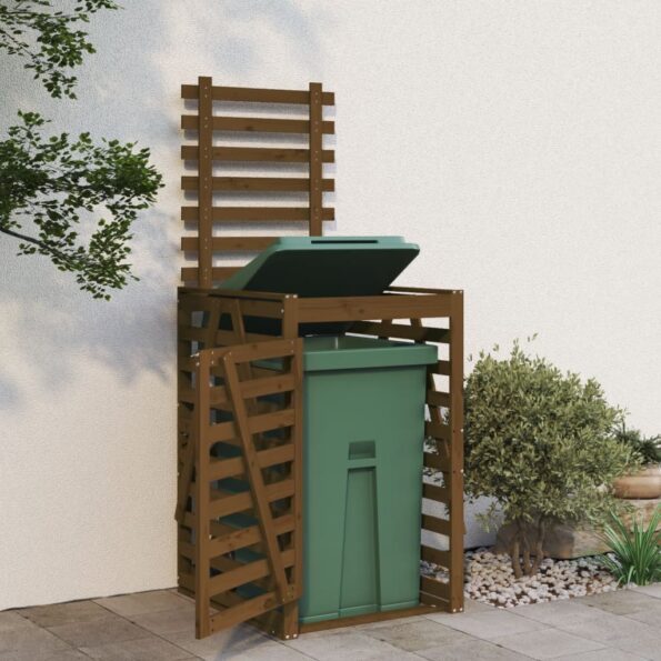 vidaXL Úložný box pre odpadkový kôš medovohnedý 84x90x128,5cm borovica – Obrázok 3