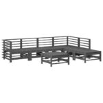 vidaXL 7-dielna záhradná sedacia súprava s vankúšmi sivá masívne drevo – Obrázok 3