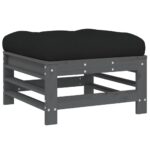 vidaXL 7-dielna záhradná sedacia súprava s vankúšmi sivá masívne drevo – Obrázok 6