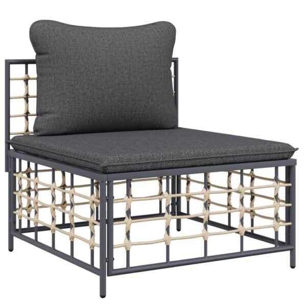 vidaXL 6-dielna záhradná sedacia sada s vankúšmi antracitová polyratan – Obrázok 5