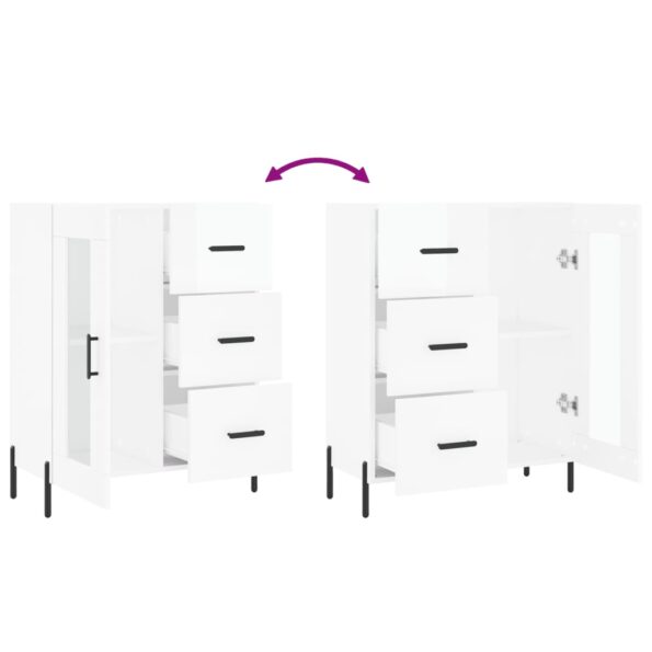 vidaXL Komoda lesklá biela 69,5x34x90 cm spracované drevo – Obrázok 9