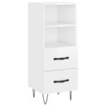 vidaXL Komoda lesklá biela 34,5x34x90 cm spracované drevo – Obrázok 2