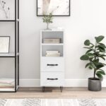 vidaXL Komoda lesklá biela 34,5x34x90 cm spracované drevo