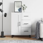 vidaXL Komoda lesklá biela 69,5x34x90 cm spracované drevo