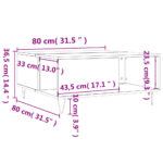 vidaXL Konferenčný stolík dub sonoma 80x80x36,5 cm spracované drevo – Obrázok 9