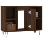 vidaXL Kúpeľňová skrinka hnedý dub 80x33x60 cm kompozitné drevo – Obrázok 4