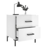 vidaXL Nočné stolíky 2 ks lesklé biele 40x35x47,5 cm kompozitné drevo – Obrázok 3