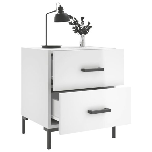 vidaXL Nočné stolíky 2 ks lesklé biele 40x35x47,5 cm kompozitné drevo – Obrázok 3