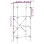 vidaXL Knižnica 4 poschodová dymový dub 56x31,5x138,5 cm kompoz. drevo – Obrázok 9