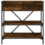 vidaXL Konzolový stolík dymový dub 75 x 34,5 x 75 cm kompozitné drevo – Obrázok 5
