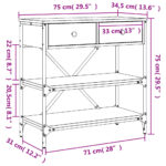 vidaXL Konzolový stolík dymový dub 75 x 34,5 x 75 cm kompozitné drevo – Obrázok 11