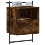 vidaXL Nočné skrinky nástenné 2 ks dymový dub 40x30x61cm kompoz. drevo – Obrázok 3