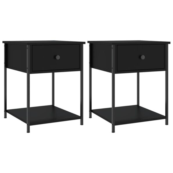 vidaXL Nočné stolíky 2 ks čierne 44x45x58 cm kompozitné drevo – Obrázok 2