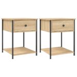 vidaXL Nočné stolíky 2 ks dub sonoma 44x45x58 cm kompozitné drevo – Obrázok 2