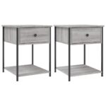 vidaXL Nočné stolíky 2 ks sivý dub sonoma 44x45x58 cm kompozitné drevo – Obrázok 2