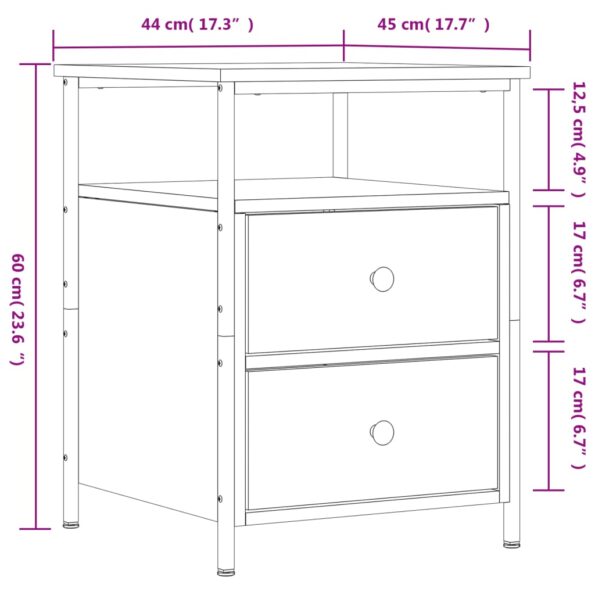 vidaXL Nočný stolík dymový dub 44x45x60 cm kompozitné drevo – Obrázok 11