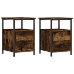 vidaXL Nočné stolíky 2 ks dymový dub 34x35,5x50 cm kompozitné drevo – Obrázok 2