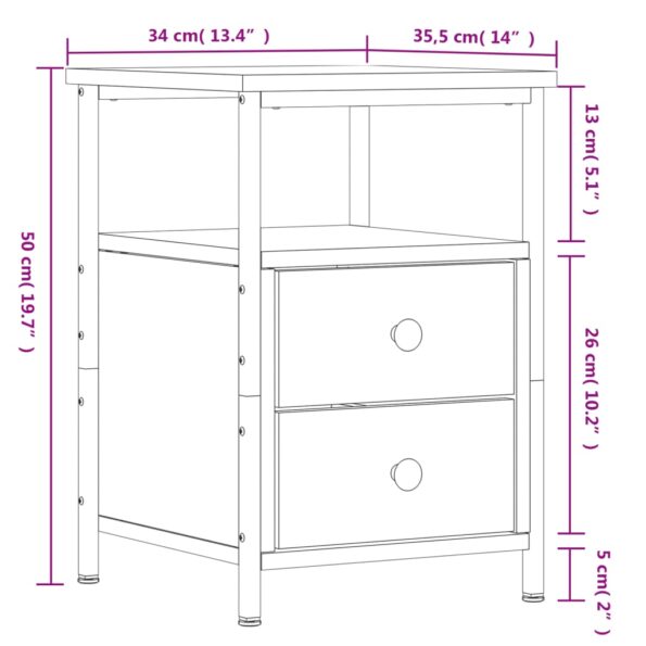 vidaXL Nočné stolíky 2 ks dymový dub 34x35,5x50 cm kompozitné drevo – Obrázok 12