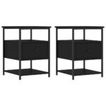 vidaXL Nočné stolíky 2 ks čierne 40x42x56 cm kompozitné drevo – Obrázok 2