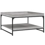 vidaXL Konferenčný stolík sivý sonoma 80x80x45cm kompoz. drevo železo – Obrázok 2