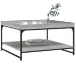 vidaXL Konferenčný stolík sivý sonoma 80x80x45cm kompoz. drevo železo – Obrázok 3