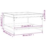 vidaXL Konferenčný stolík sivý sonoma 80x80x45cm kompoz. drevo železo – Obrázok 9