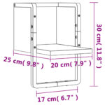 vidaXL Nástenná polica s tyčou čierna 20x25x30 cm – Obrázok 8