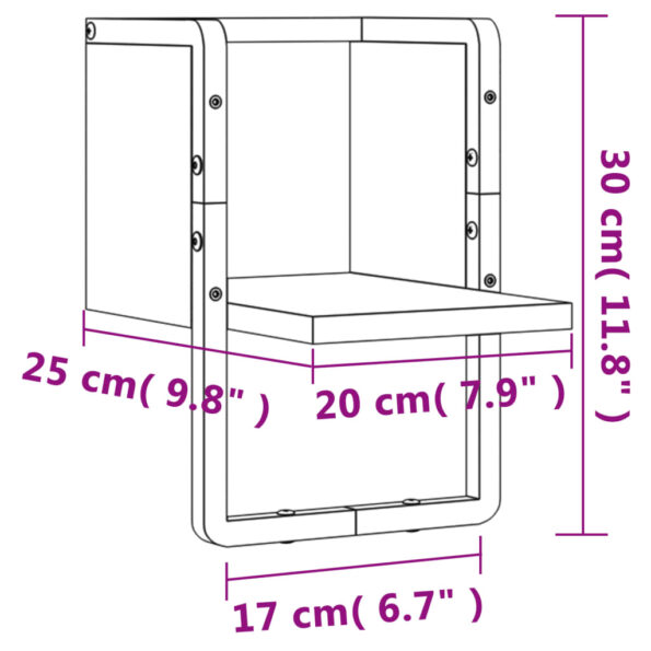 vidaXL Nástenná polica s tyčou čierna 20x25x30 cm – Obrázok 8