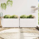 vidaXL Záhradné kvetináče 2 ks biele borovicový masív – Obrázok 3