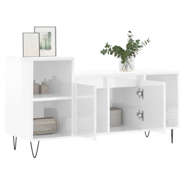 vidaXL TV skrinka lesklá biela 100x35x55 cm spracované drevo – Obrázok 4