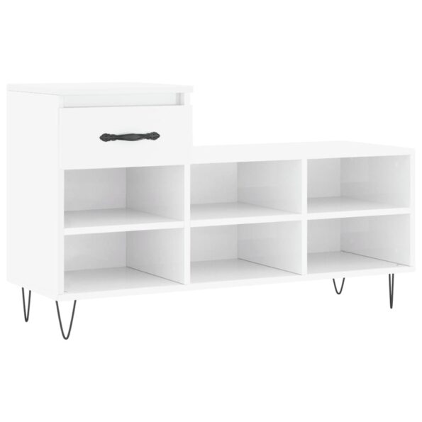 vidaXL Botník lesklý biely 102x36x60 cm spracované drevo – Obrázok 2