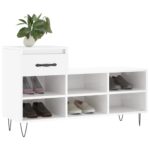 vidaXL Botník lesklý biely 102x36x60 cm spracované drevo – Obrázok 3
