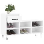 vidaXL Botník lesklý biely 102x36x60 cm spracované drevo – Obrázok 4