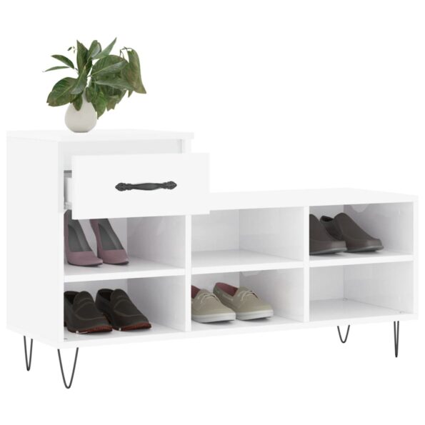 vidaXL Botník lesklý biely 102x36x60 cm spracované drevo – Obrázok 4