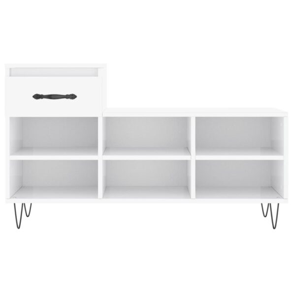 vidaXL Botník lesklý biely 102x36x60 cm spracované drevo – Obrázok 5