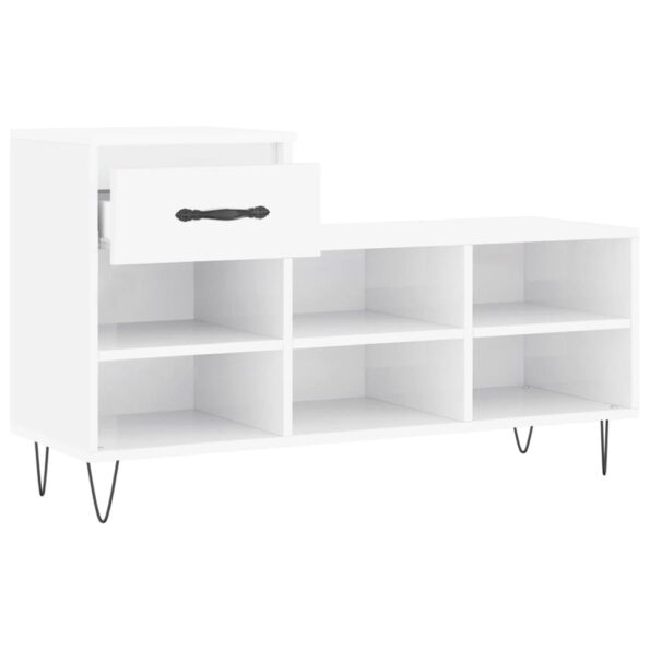 vidaXL Botník lesklý biely 102x36x60 cm spracované drevo – Obrázok 6