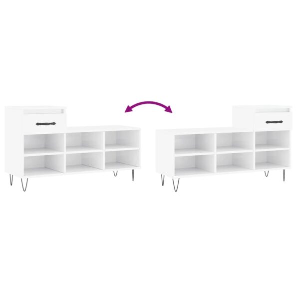 vidaXL Botník lesklý biely 102x36x60 cm spracované drevo – Obrázok 9