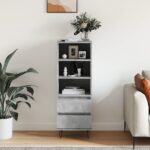 vidaXL Vysoká skrinka betónová sivá 40x36x110 cm spracované drevo