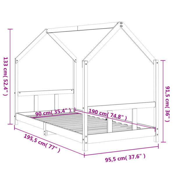 vidaXL Rám detskej postele biely 90x190 cm masívna borovica – Obrázok 9