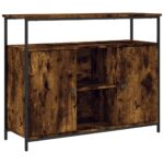 vidaXL Komoda dymový dub 100x35x80 cm kompozitné drevo – Obrázok 2
