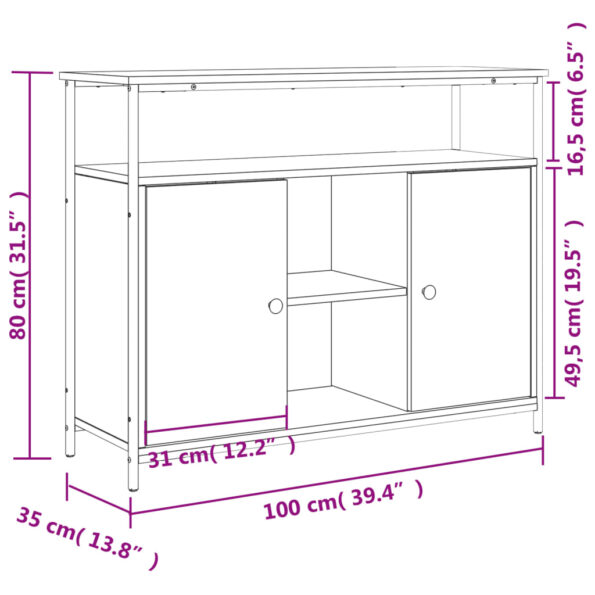 vidaXL Komoda dymový dub 100x35x80 cm kompozitné drevo – Obrázok 11
