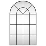 vidaXL Nástenné zrkadlo čierne 60x100 cm oblúkové železné – Obrázok 3
