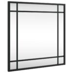 vidaXL Nástenné zrkadlo čierne 40x40 cm štvorcové železné – Obrázok 2
