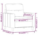 vidaXL Jednomiestna pohovka, krémová 60 cm, látka – Obrázok 8