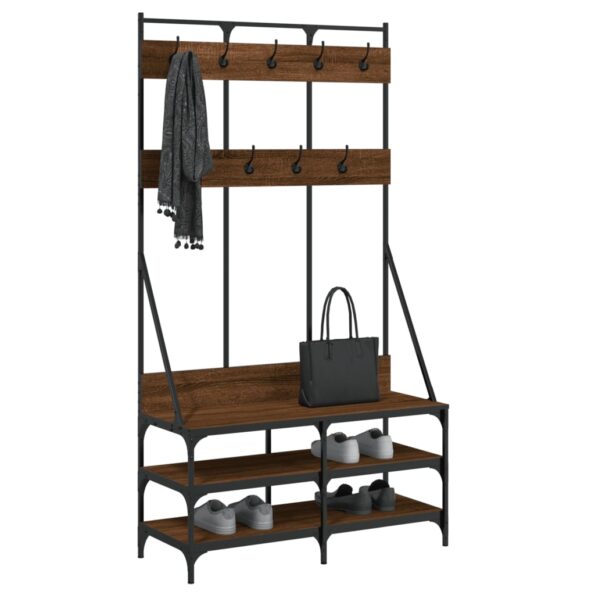 VXL8721012196230_g_en_hd_1.jpg vidaXL Vešiak na šaty s botníkom hnedý dub 100x40x184 cm – Obrázok 3