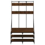 vidaXL Vešiak na šaty s botníkom hnedý dub 100x40x184 cm – Obrázok 4