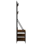 vidaXL Vešiak na šaty s botníkom hnedý dub 100x40x184 cm – Obrázok 5