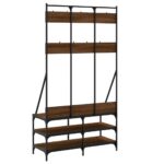 vidaXL Vešiak na šaty s botníkom hnedý dub 100x40x184 cm – Obrázok 6